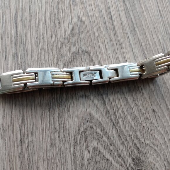 Sabona Bracelet Stainless Steel Links Gold Tone Design Magnets L/XL - Picture 6 of 9